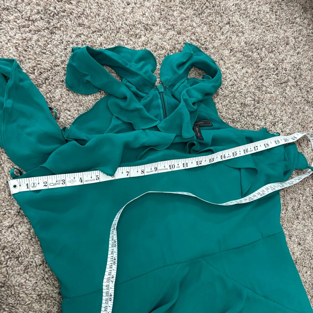 BCBG‎ MAXAZRIA Green Audrianna Georgette Ruffled Halter Dress Gown Sz 12 - Picture 12 of 13